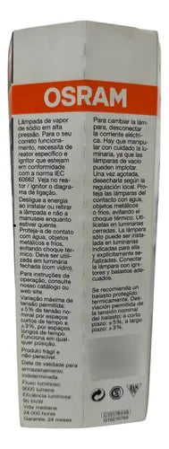 Kit 3 Lampadas Osram Vapor De Sodio Ovóide 100w E40 9000lm 220v Branco