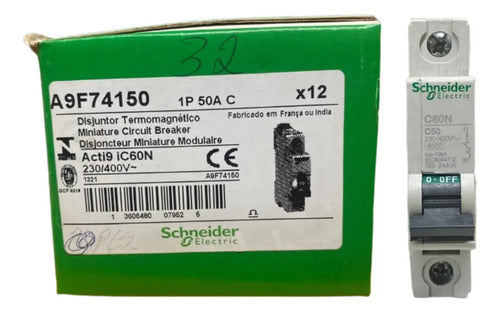 Disjuntor Acti9 Ic60n 1p 50a Curva C A9f74150 Schneider