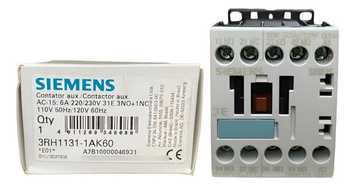 Contator Auxiliar 3rh1131-1ak60 3na+1nf 120v Siemens 127v
