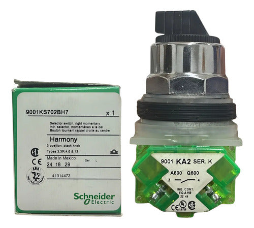 Comutador 30mm 1naf 3 Posições 9001ks702bh7 Schneider Preta E Verde 0