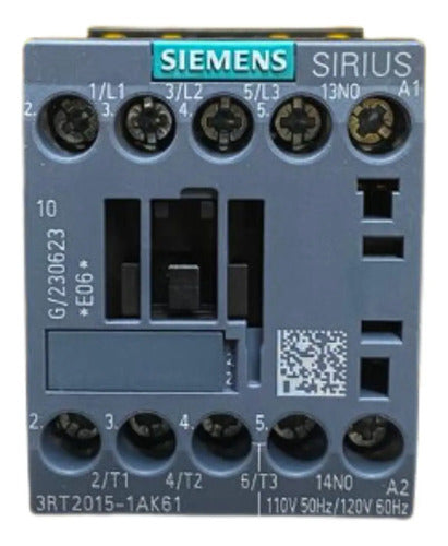 Contator 3rt2015-1ak61 7a 1na 110v 120v 50hz 60hz Siemens 110/120v