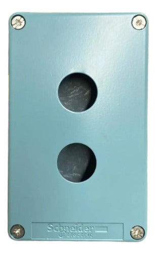 Botoeira Metalica Vazia 22mm 2 Furos Azul Xapm2202 Schneider Azul