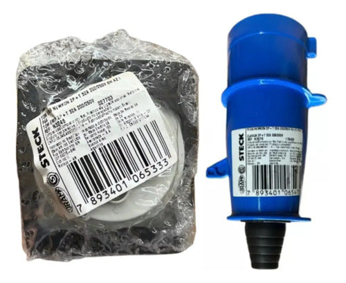 Kit Tomada N3246 + Plug N3276 32a 2p+t 200/250v Azul Steck Azul