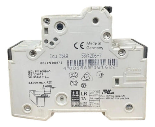 Disjuntor 2p 5sy4206-7 400v 10ka C6 6a Siemens