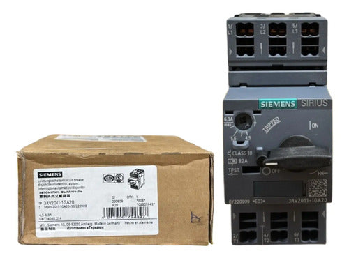 Disjuntor Motor 4,5-6,3a 3rv2011-1ga20 Siemens Não Informado 50