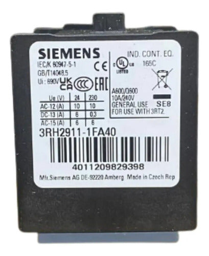 Bloco De Contato Auxiliar 4na 3rh2911-1fa40 Siemens -