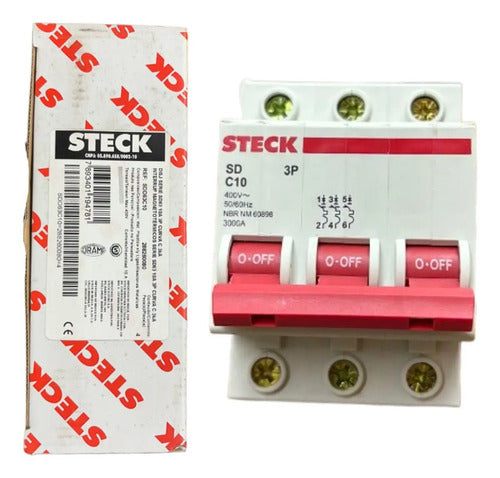 Kit Com 2: Disjuntor Tripolar Sdd63c10 10a Curva C Steck