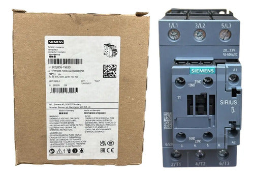 Contator Tripolar 3rt2036-1nb30 51a 33vca 1na+1nf Siemens 24vcc