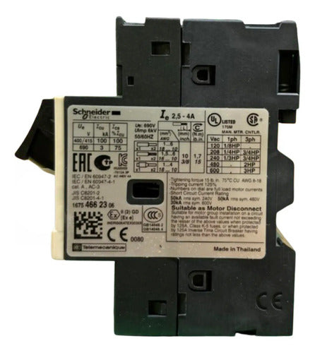 Disjuntor Motor Termomagnético 2,5-4a Gv2me08 Schneider 690v 50-60hz