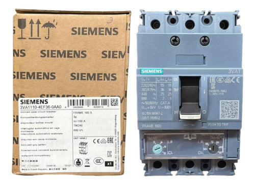 Disjuntor Tripolar 100a 3va1110-4ef36-0aa0 Siemens