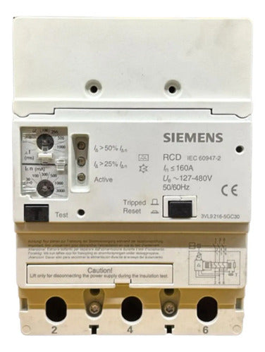 Bloco Vigi 160a 127/480v 3vl9216-5gc30 Siemens