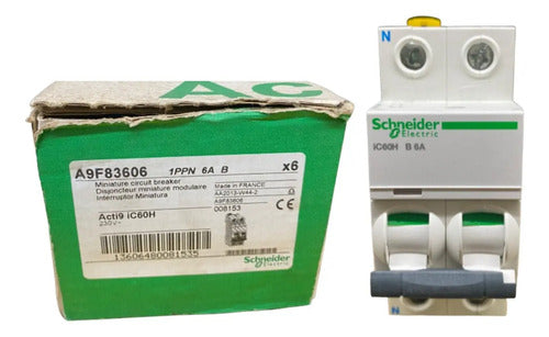 Disjuntor Acti9 Ic60h 1p +n 6a Curva B A9f83606 Schneider