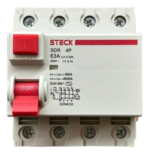 Interruptor Diferencial Sdr46330 4p 63a 30ma Steck