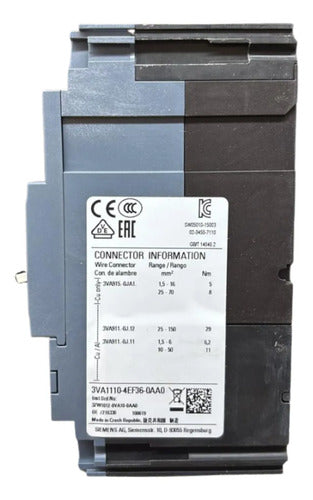 Disjuntor Tripolar 100a 3va1110-4ef36-0aa0 Siemens