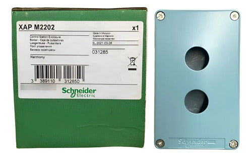 Botoeira Metalica Vazia 22mm 2 Furos Azul Xapm2202 Schneider Azul