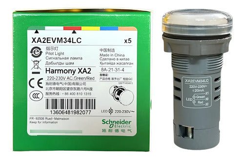 Kit Com 5: Sinalizador 22mm Led Vd/vm 220vca Xa2evm34lc 220vca