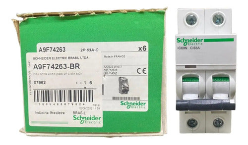 Disjuntor Acti9 Ic60n 2p 63a Curva C A9f74263 Schneider