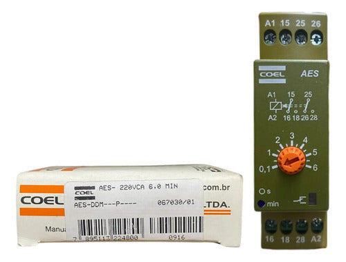 Rele Tempo Aes 6min 220vca Aes-ddm Coel 220vca