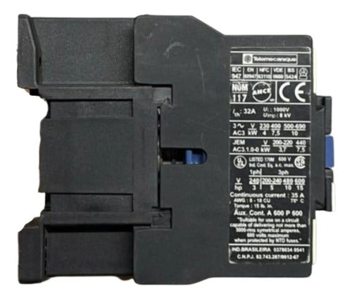 Contator Tripolar 60hz 220v Lc1d1801m6 Telemecanique 220v