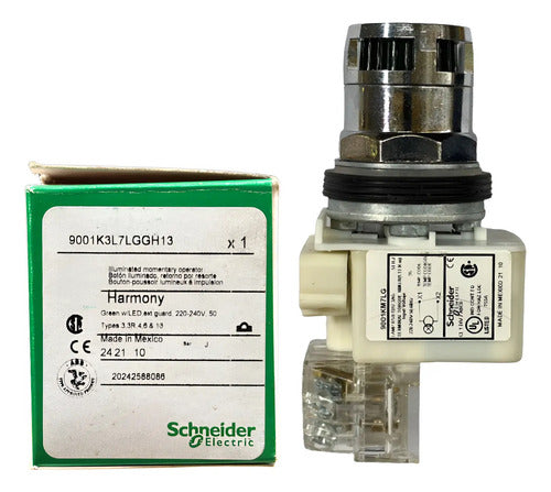 Botão 30mm Metálico Verde 1naf 9001k3l7lggh13 Schneider Verde
