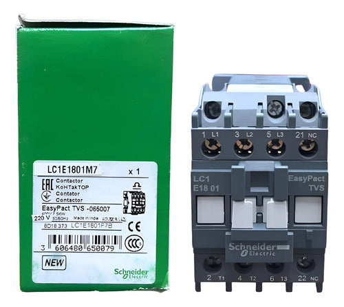 Contator 3p Easypact Tvs 18a 1nf 220vca Lc1e1801m7 Schneider 220v