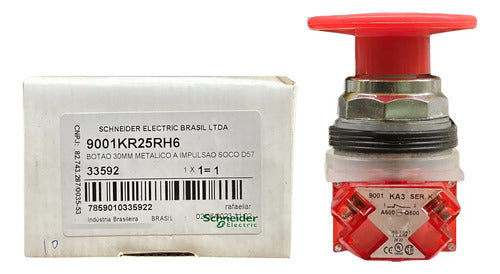 Botão Metálico 30mm 9001kr25rh6 Vermelho 1nf Schneider Vermelho -