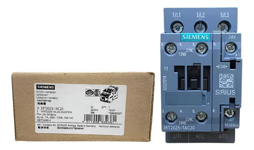 Contator 3rt2025-1ac20 17a Tripolar 24 Vac Siemens 1na+1nf 24vca