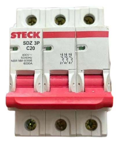 Kit Com 2: Disjuntor Tripolar Sdzd63c20 20a Curva C Steck
