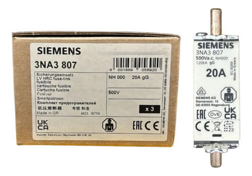 Fusível Nh000 Retardado 35a 500v 3na3814 Siemens 500v