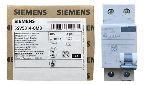 Interruptor Diferencial 5sv5314-0mb 40a Siemens