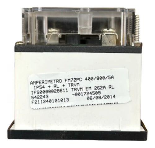 Amperimetro Fm72pc 400/800/5a Travamento Em 262a Ip54 Kron