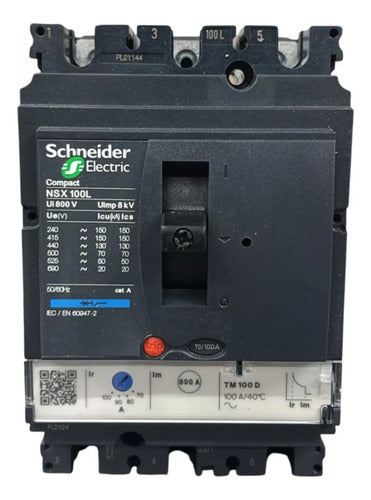 Disjuntor Tripolar 100a Nsx100l-tm100d Schneider