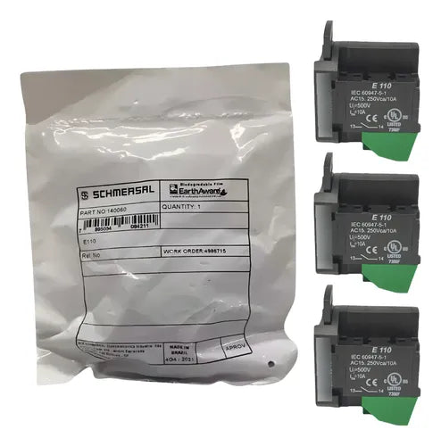 Kit Com 3: Bloco De Contato Impulso E110 1na Ace Schmersal Preto E Verde 500