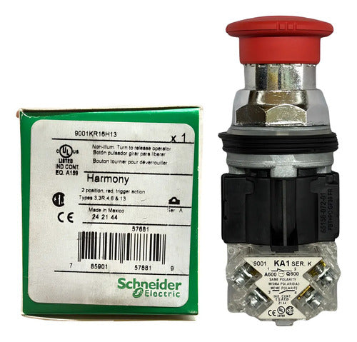 Botão 30mm Metálico 1naf Vermelho 9001kr16h13 Schneider Vermelho -