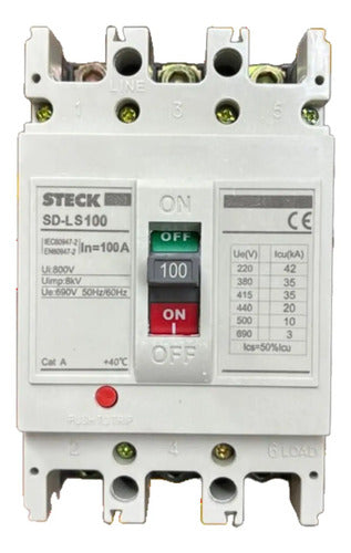Disjuntor Tripolar 100a 690v Sdls100 Steck 690v 50/60hz
