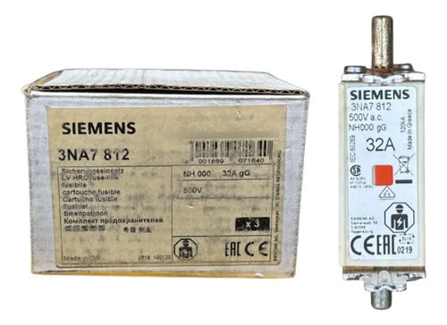 Kit Com 2: Fusível Nh000 Retardado 32a 500v 3na7812 Siemens 500v