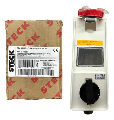 Tomada Sob S3009b 16a 2p+t 380/440v 9h Bq Vermelho Steck Vermelho