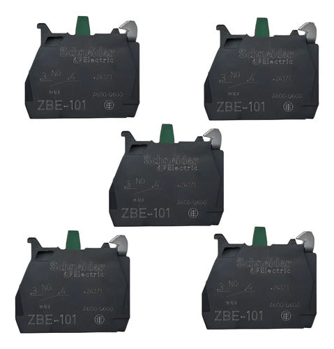 Kit Com 5 Peças: Bloco De Contato 1na Zbe101 Schneider Verde -