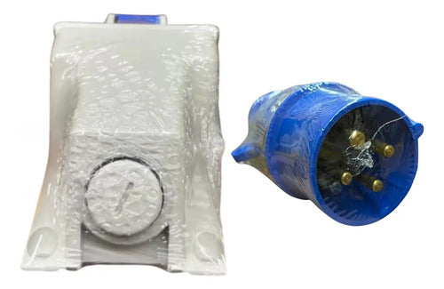 Kit Tomada N4009 + Plug N4079 16a 3p+t 220/240v Azul Steck Azul