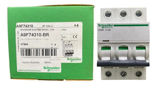 Disjuntor Acti9 Ic60n 3p 10a Curva C A9f74310 Schneider