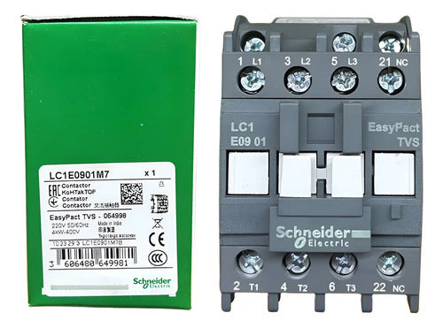 Contator 3p Easypact Tvs 9a 1nf 220vca Lc1e0901m7 Schneider 220v
