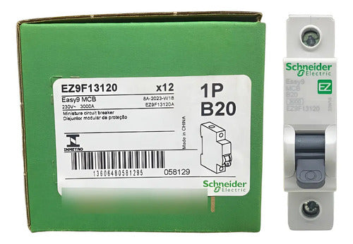 Kit Com 8: Disjuntor 1p 20a Curva B Ez9f13120 Schneider 230 V 50/60hz