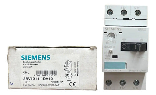 Disjuntor Motor 3rv1011-1da10 2,2-3,2a Siemens Não Informado 50/60hz