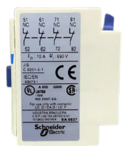 Bloco De Contato Auxiliar Frontal 4nf Ladn04 Telemecanique 690v