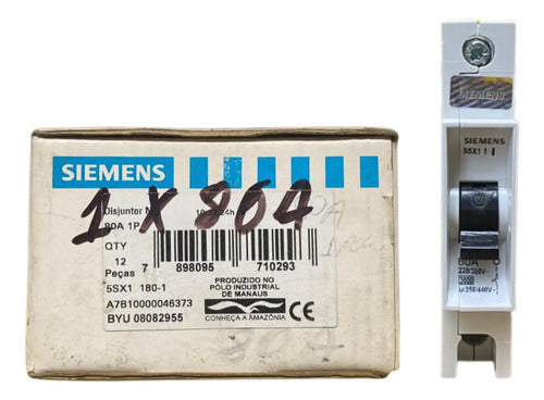 Kit Com 3: Disjuntor Mini 80a Curva C 1p 5sx1180-1 Siemens