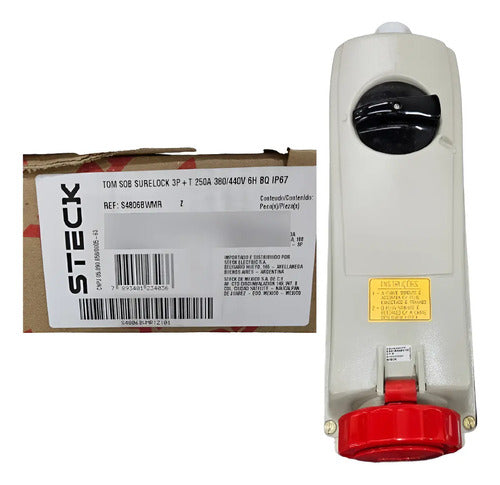 Tomada S4806bwmr Surelock Sobreposição 250a 6h 3p + T Steck Vermelho