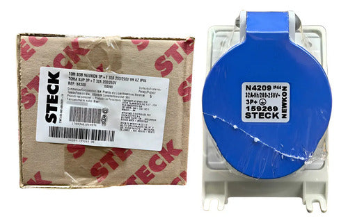 Tomada N4209 32a 3p+t 200/250v 9h Azul Ip44 Steck Azul