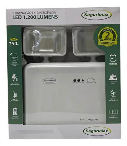 Luminária De Emergência 1200lm Led Autônoma Segurimax Branco
