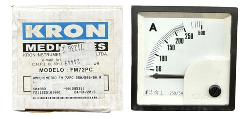 Amperímetro Fm72pc 72x72 250/500/5a Sem Travamento Ip54 Kron