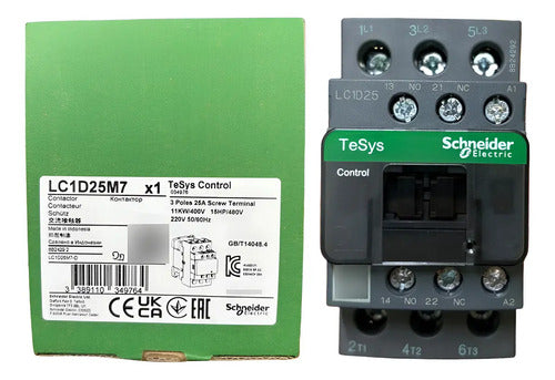 Contator Tripolar 25a 1na+1nf 220vca Lc1d25m7 Schneider 220